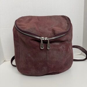 Hobo River Backpack Purse Leather Boho Bohemian Travel Wine Plum Graphite Silver